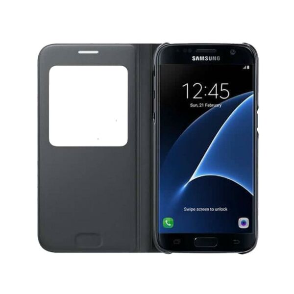 Galaxy S7 ile Uyumlu S View Cover Kılıf Siyah EF-CG930PBEGWW (Out)