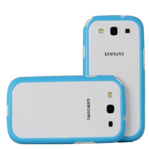 Galaxy S3 i9300 ile Uyumlu Bumper Kılıf Mavi+Beyaz Renk