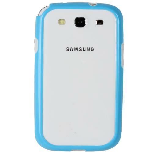 Galaxy S3 i9300 ile Uyumlu Bumper Kılıf Mavi+Beyaz Renk