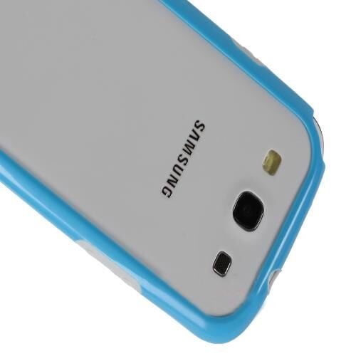 Galaxy S3 i9300 ile Uyumlu Bumper Kılıf Mavi+Beyaz Renk