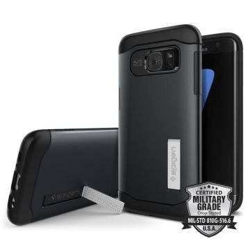 Spigen Galaxy S7 Edge ile Uyumlu Kılıf Slim Armor Metal Slate