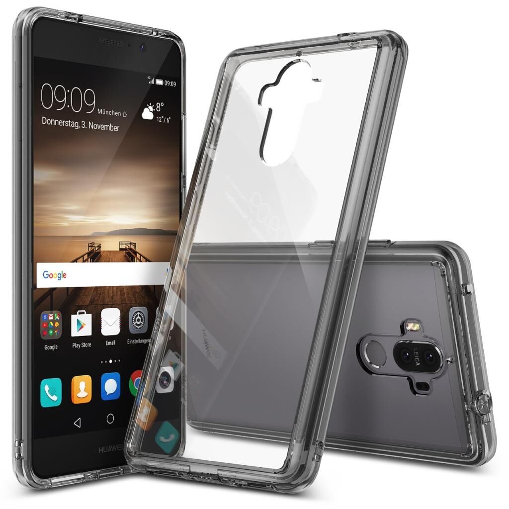 Ringke Fusion Mate 9 ile Uyumlu Kılıf Smoke Black TPU Bumper Extra Darbe Emici
