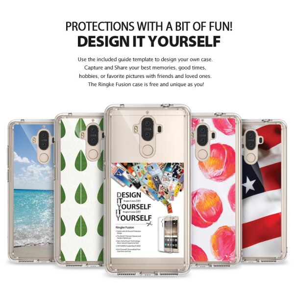 Ringke Fusion Mate 9 ile Uyumlu Kılıf Smoke Black TPU Bumper Extra Darbe Emici