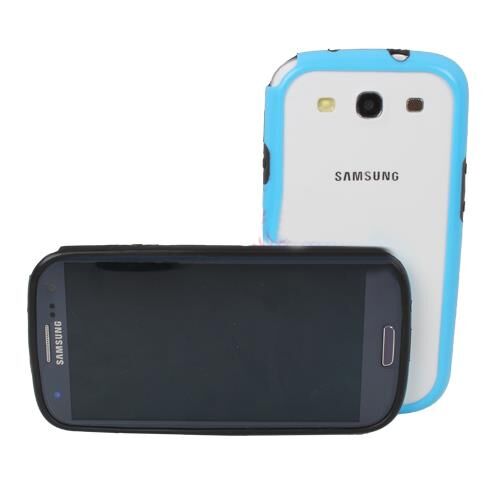 Galaxy S3 i9300 ile Uyumlu Bumper Kılıf Mavi+Siyah Renk