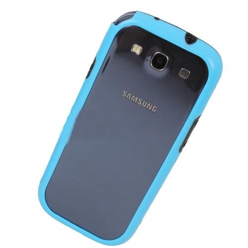 Galaxy S3 i9300 ile Uyumlu Bumper Kılıf Mavi+Siyah Renk