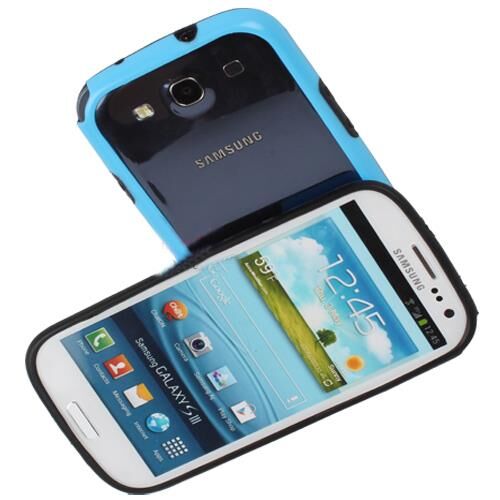 Galaxy S3 i9300 ile Uyumlu Bumper Kılıf Mavi+Siyah Renk