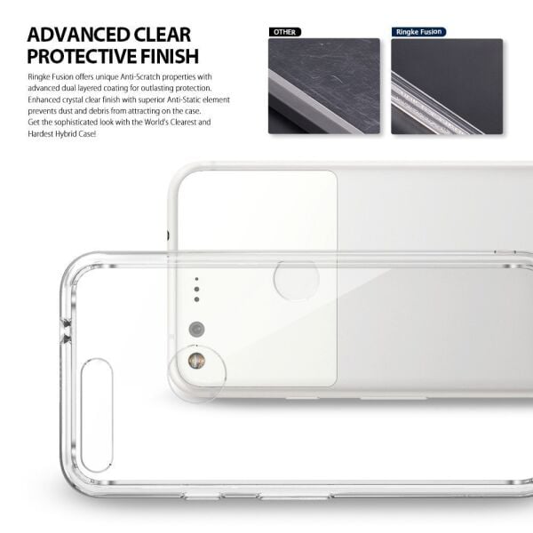 Ringke Fusion Pixel XL ile Uyumlu Kılıf Crystal Clear