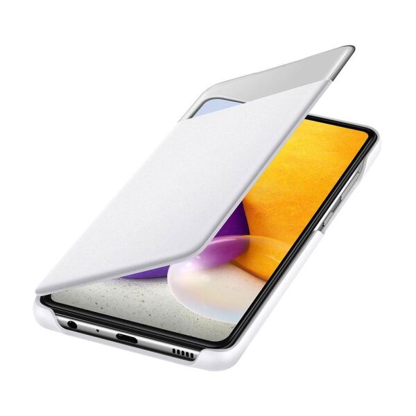 Galaxy A72 ile Uyumlu S View Cüzdan Kılıf Beyaz EF-EA725PWEGWW (Out)