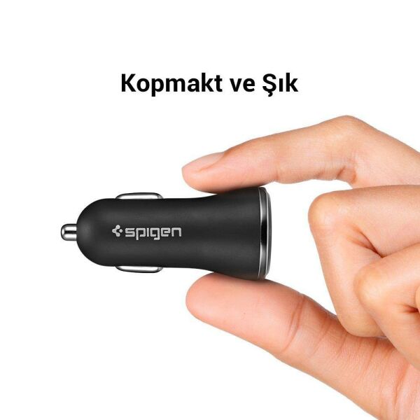 Spigen F27QC Hızlı Şarj 3.0 Araç Şarjı Çift Giriş USB QC 3.0 Qualcomm