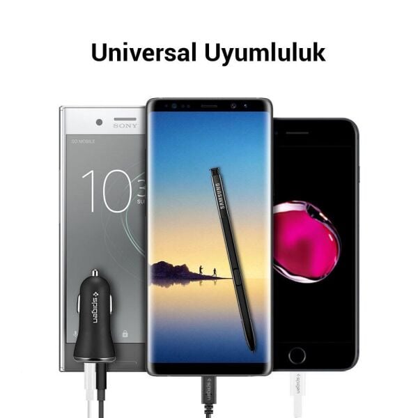 Spigen F27QC Hızlı Şarj 3.0 Araç Şarjı Çift Giriş USB QC 3.0 Qualcomm