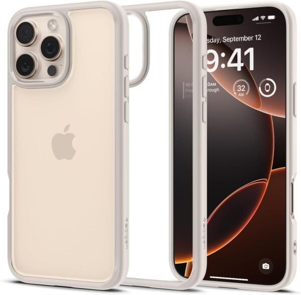 Spigen iPhone 16 Pro Max ile Uyumlu Kılıf Ultra Hybrid Natural Titanium