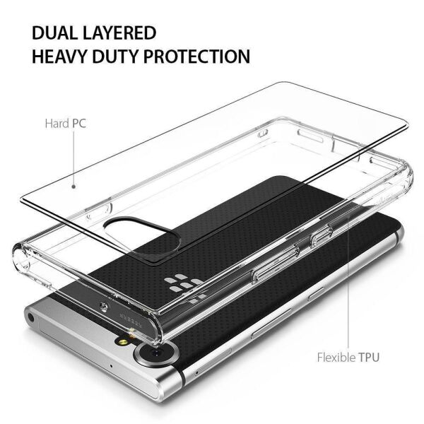 Ringke Fusion KEYone ile Uyumlu Kılıf Crystal Clear TPU Bumper Extra Darbe Emici