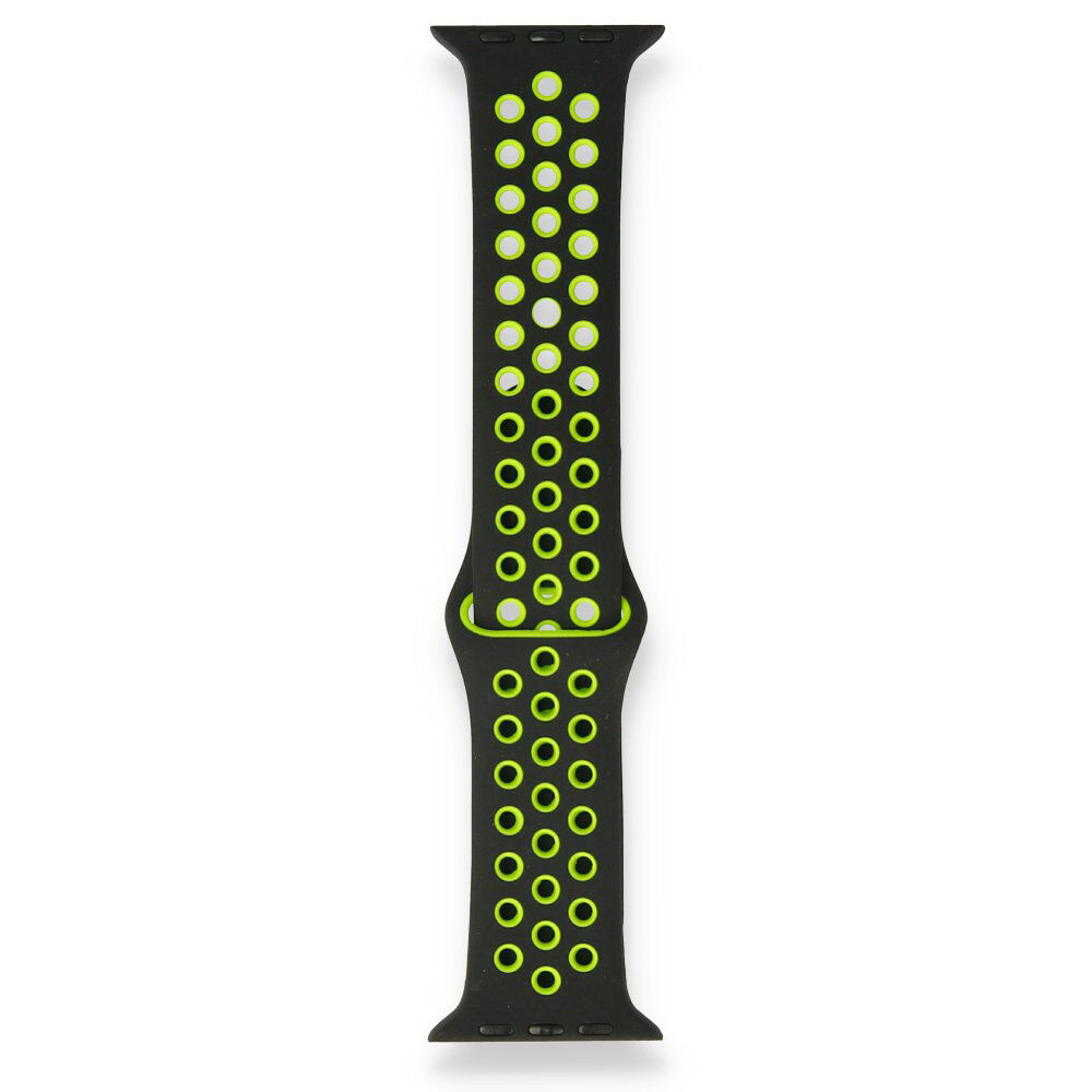 Apple Watch ile Uyumlu 38-40mm Silikon Kayış Siyah/Yeşil