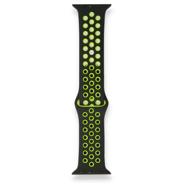 Apple Watch ile Uyumlu 38-40mm Silikon Kayış Siyah/Yeşil