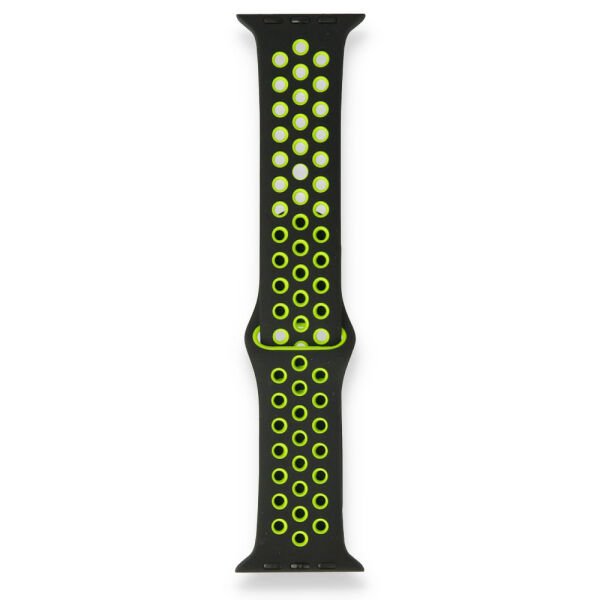 Apple Watch ile Uyumlu 38-40mm Silikon Kayış Siyah/Yeşil