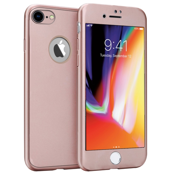 Buff iPhone 8 ile Uyumlu 4D Kılıf Rose Gold