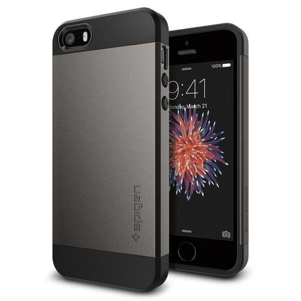 Spigen iPhone 5,5s,SE ile Uyumlu Kılıf Slim Armor Gun Metal
