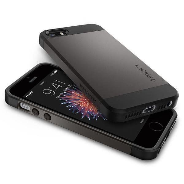 Spigen iPhone 5,5s,SE ile Uyumlu Kılıf Slim Armor Gun Metal