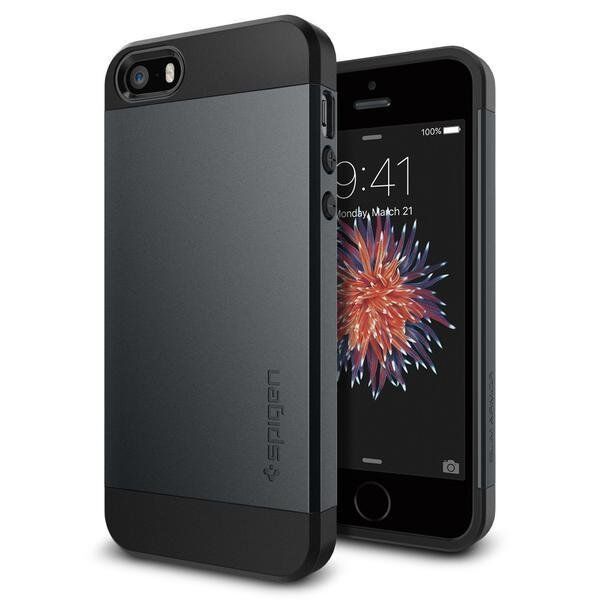 Spigen iPhone 5,5s,SE ile Uyumlu Kılıf Slim Armor Metal Slate