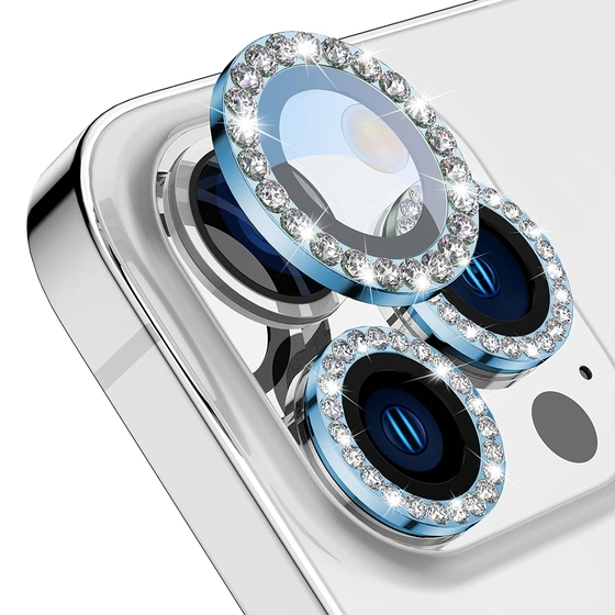 Buff iPhone 14 Pro / 14 Pro Max ile Uyumlu Diamond Lens Koruyucu Light Blue