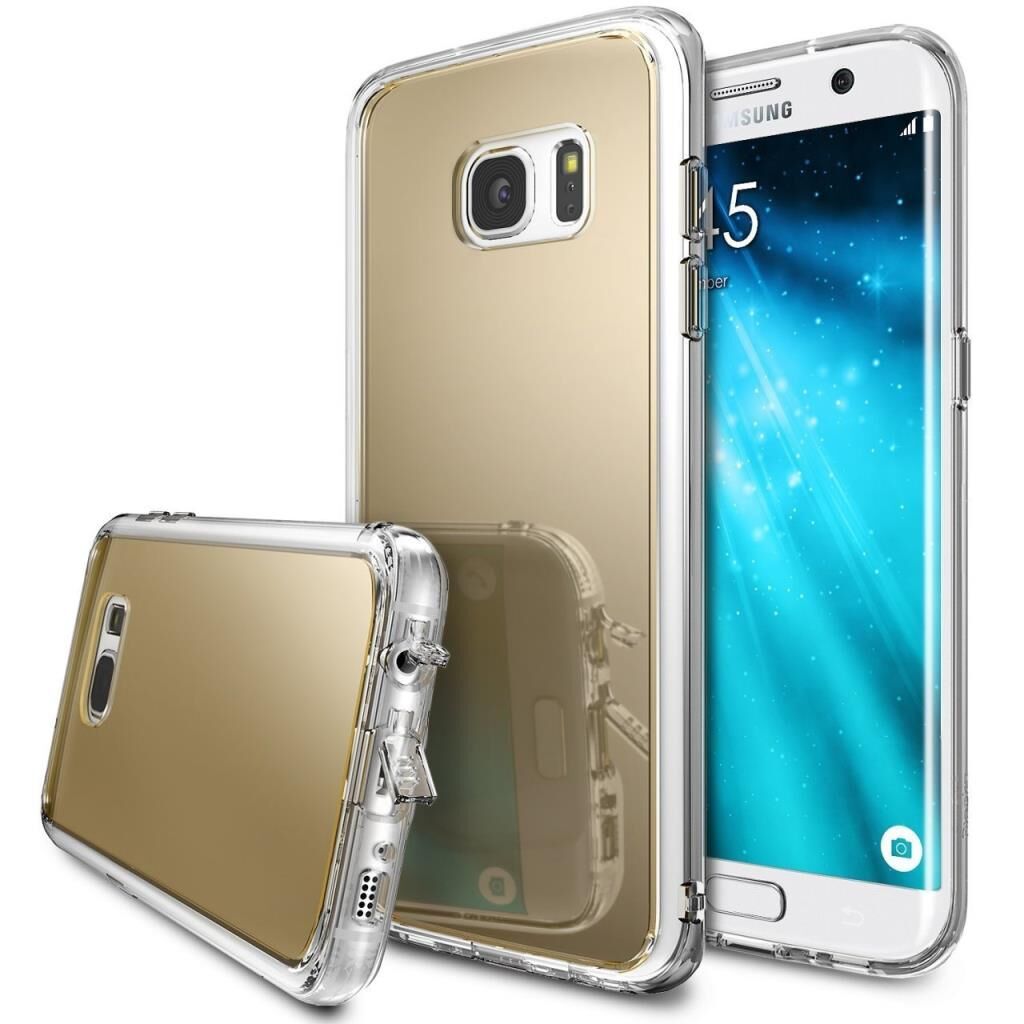 Ringke Mirror Fusion Galaxy S7 Edge ile Uyumlu Aynalı Kılıf Royal Gold Extra Darbe Emici