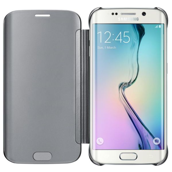 Galaxy S6 Edge ile Uyumlu Clear View Cover Gümüş EF-ZG925BSEGWW (Out)