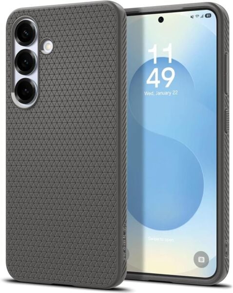 Spigen Galaxy S25 ile Uyumlu Kılıf Liquid Air Marble Gray