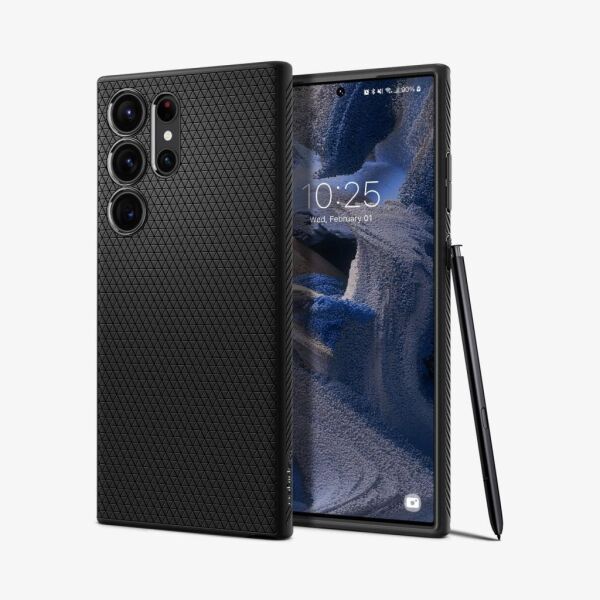 Spigen Galaxy S23 Ultra ile Uyumlu Kılıf Liquid Air Matte Black