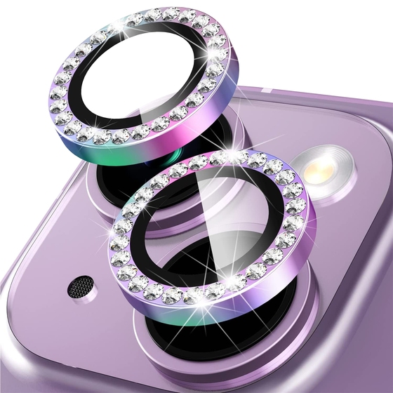 Buff iPhone 14 / 14 Plus ile Uyumlu Diamond Kamera Lens Koruyucu Colorful
