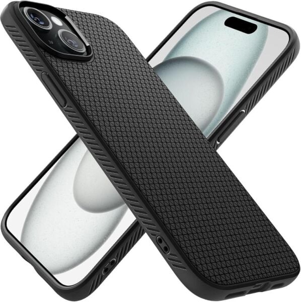 Spigen iPhone 15 Plus ile Uyumlu Kılıf Liquid Air Matte Black