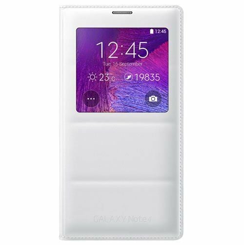 Galaxy Note 4 ile Uyumlu Kılıf S View Cover Beyaz EF-CN910BW (Out)