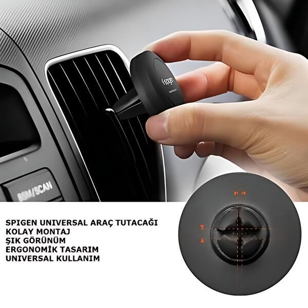 Spigen Araç Tutacağı Manyetik Evrensel (Tüm Cihazlarla Uyumlu Araç Tutucu) A200 Black