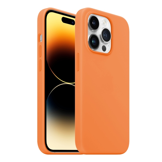 Buff iPhone 14 Pro ile Uyumlu Rubber Fit Kılıf Light Orange