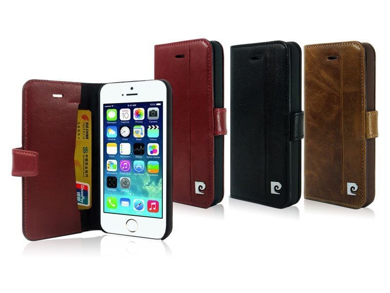 Pierre Cardin iPhone 5S ile Uyumlu Deri Kapaklı Koruma Kılıfı Siyah PCL-P05