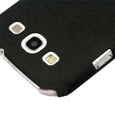 Galaxy S3 i9300 ile Uyumlu Kumlu Sert Kauçuk Kılıf Siyah