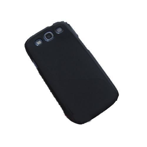 Galaxy S3 i9300 ile Uyumlu Sert Kauçuk Kılıf (Parlak) Siyah Renk