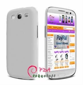 Galaxy S3 i9300 ile Uyumlu Sert Kauçuk Kılıf (Parlak) Beyaz Renk