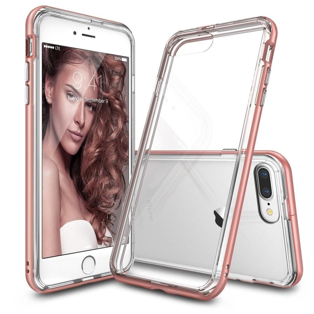 Ringke Frame İphone 7 Plus ile Uyumlu Çerçeveli Bumper Kılıf Rose Gold