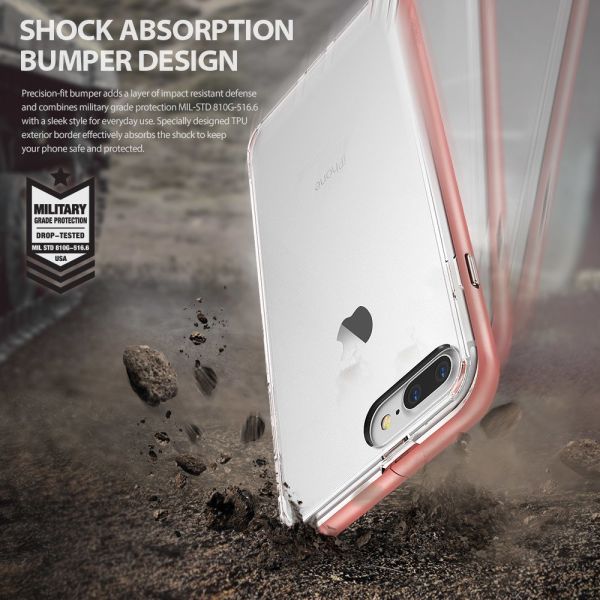 Ringke Frame İphone 7 Plus ile Uyumlu Çerçeveli Bumper Kılıf Rose Gold