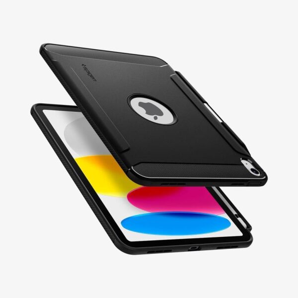 Spigen iPad 11'' (2025) / 10.9'' 10.nesil (2022) ile uyumlu Kılıf Rugged Armor Matte Black