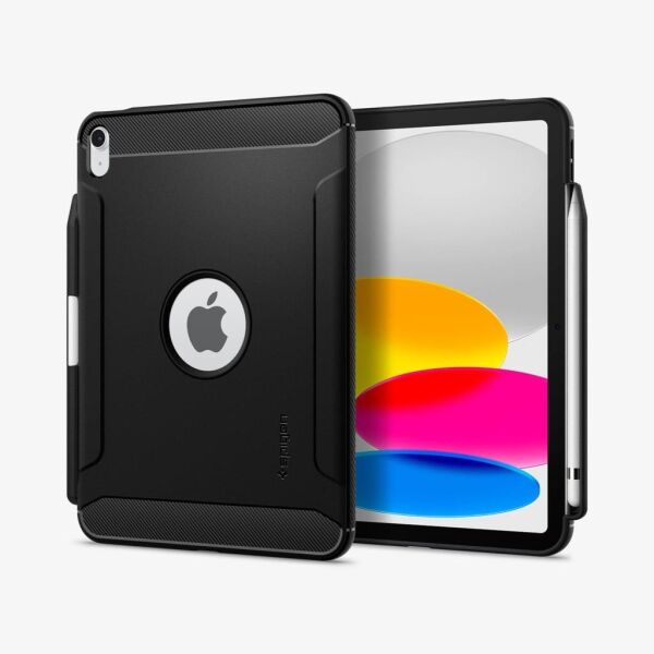 Spigen iPad 11'' (2025) / 10.9'' 10.nesil (2022) ile uyumlu Kılıf Rugged Armor Matte Black