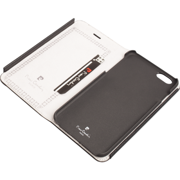 Pierre Cardin iPhone 6 ile Uyumlu Deri Kapaklı Koruma Kılıfı Siyah PCG-P01