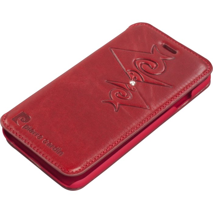 Pierre Cardin iPhone 6 ile Uyumlu Deri Kapaklı Koruma Kılıfı Kırmızı PCM-P01