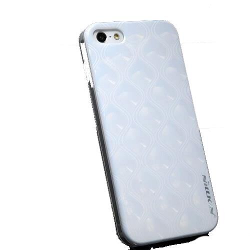 Nillkin iPhone SE/5S/5 ile Uyumlu Sert Kauçuk Kılıf (3D Shadow) Beyaz İnci Rengi