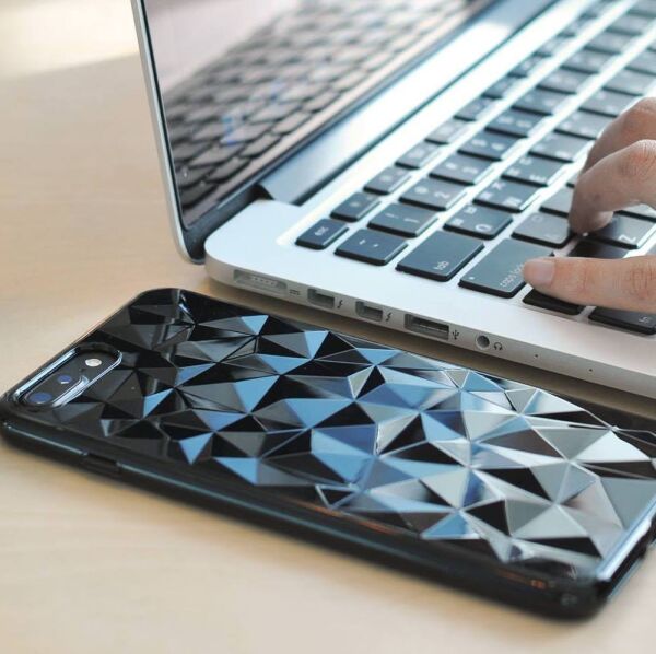 Ringke Air Prism 3D Elmas Yansıması iPhone 7/8 Plus ile Uyumlu KIlıf Ink Black Ultra Hafif Esnek İnce