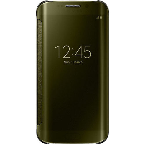 Galaxy S6 Edge ile Uyumlu Clear View Cover Altın EF-ZG925BFEGWW (Out)