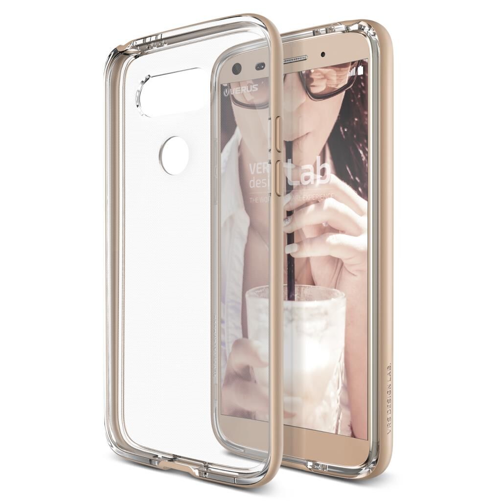 Verus G5 ile Uyumlu Crystal Bumper Kılıf Shine Gold