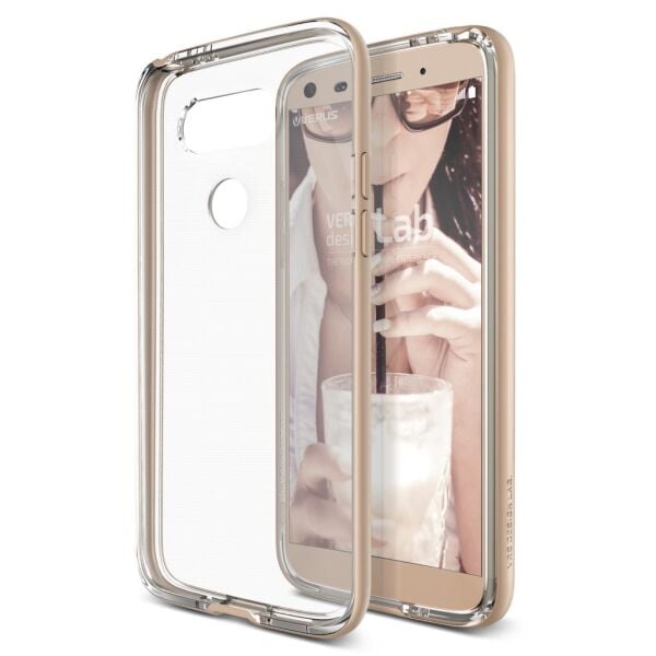 Verus G5 ile Uyumlu Crystal Bumper Kılıf Shine Gold
