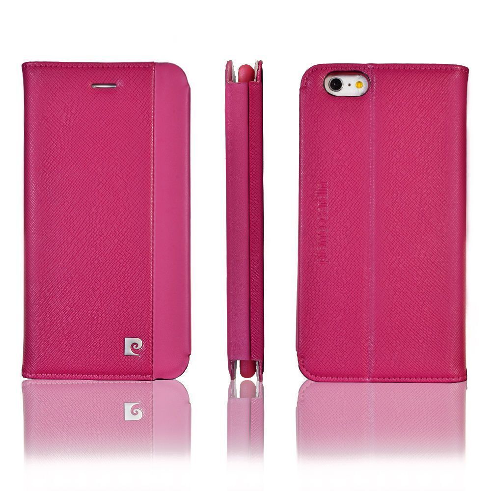 Pierre Cardin iPhone 6 Plus ile Uyumlu Deri Kapaklı Koruma Kılıfı Pembe PCG-P01