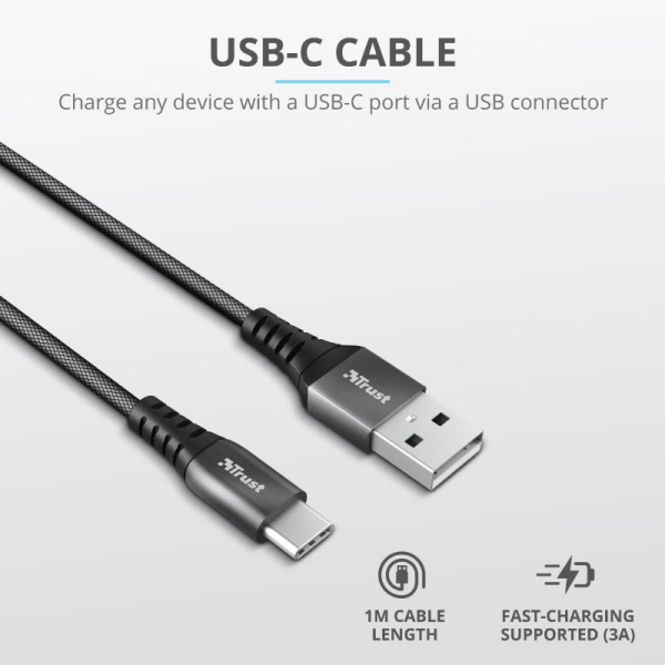 Trust 23571 Keyla Extra-Güçlü USB To USB-C Kablo 1m